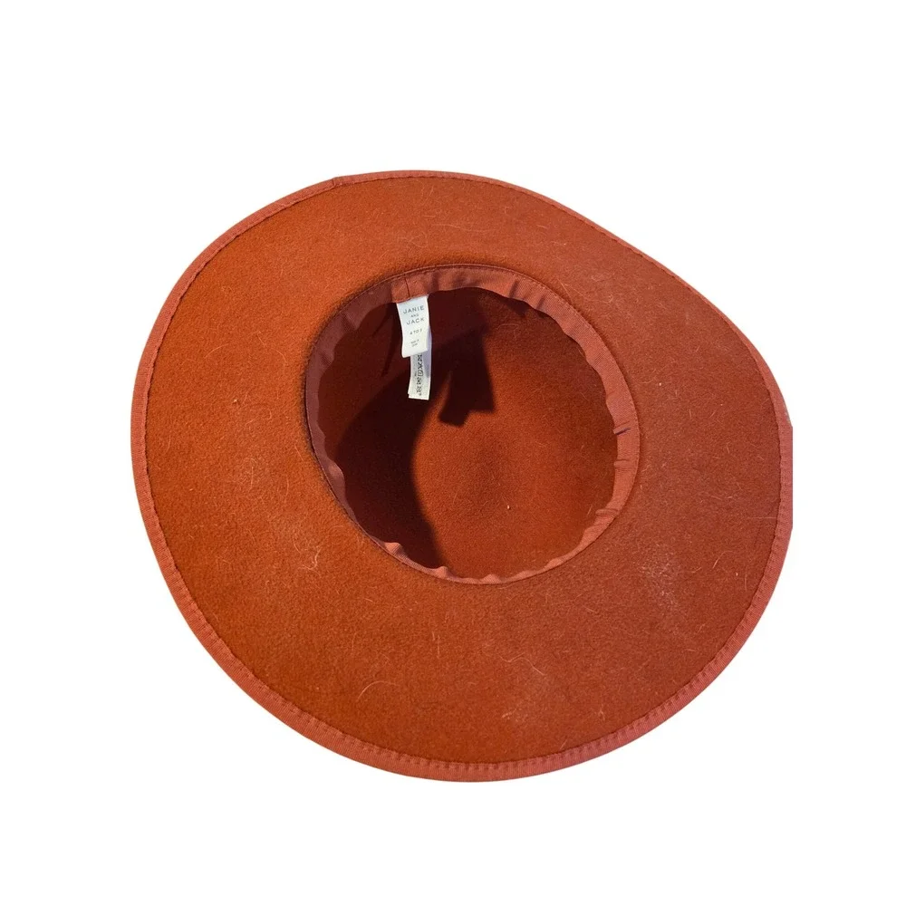 Janie and Jack Kids Hat, Rust Felt Bow, Girls Size 4 to 5, Elegant Autumn Preppy